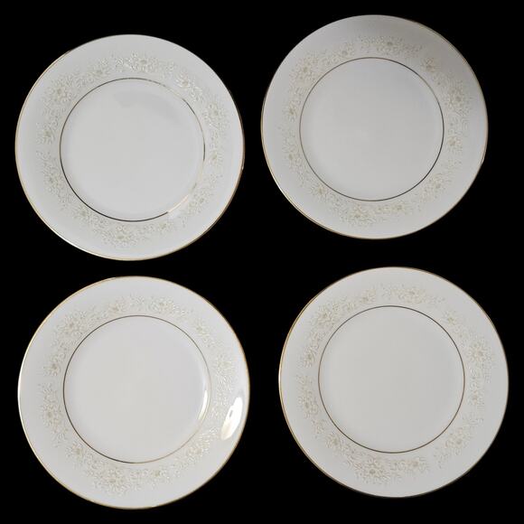 Noritake Dearest 2034 6.5" Bread & Butter Plates Set of 4 Japan Gold Trim - Picture 5 of 6